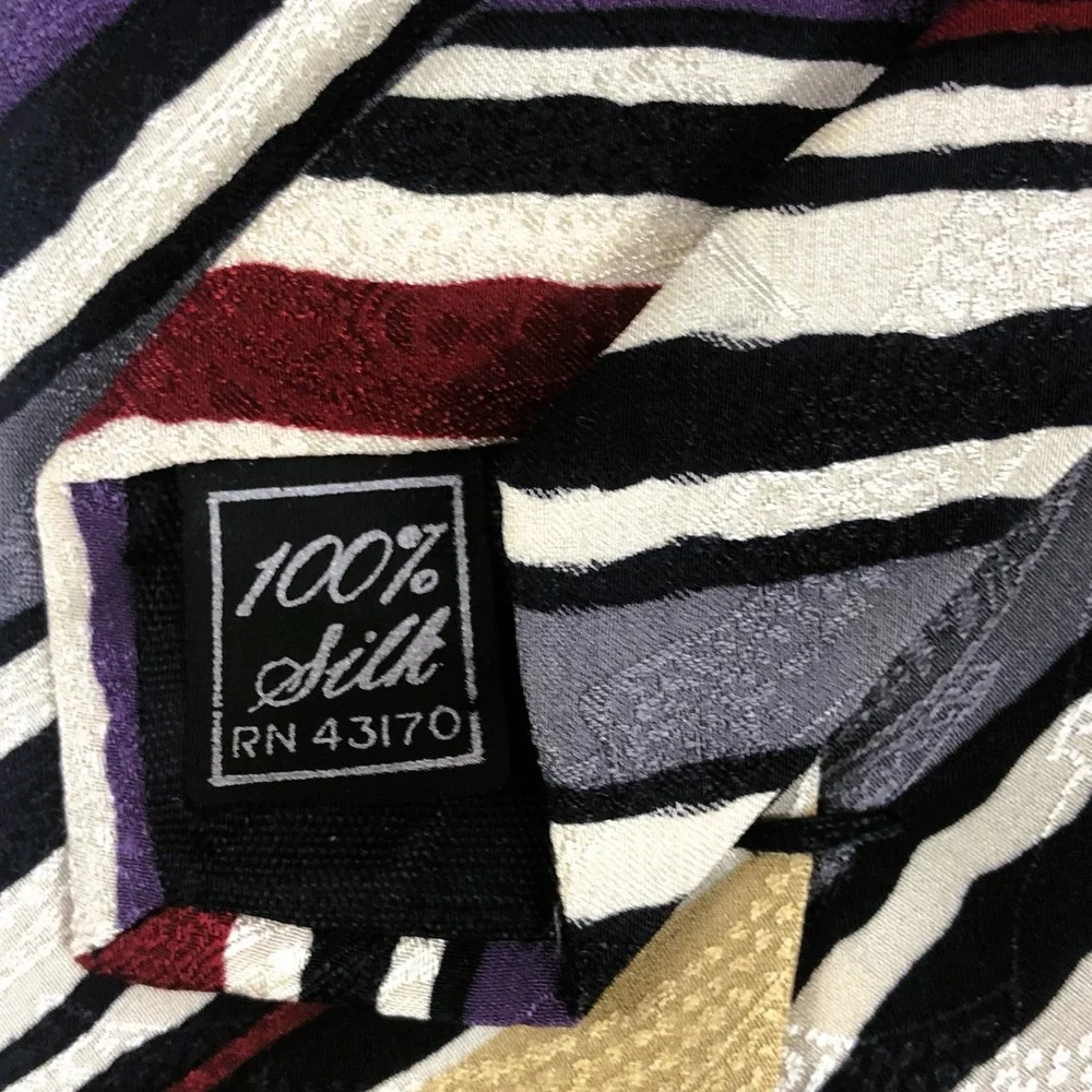 Vintage Clubfellow Silk Abstract Stripe Necktie Mens Multicolor Jacquard Tie USA